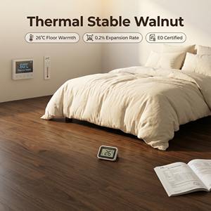 15mm 다크 월넛 바닥재 - 크로스 코어, 솔리드 코어 대형 일체형 판재, 바닥 난방용 침실용 내열성 - Product Image 1