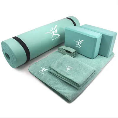 Conjunto de esteira de fitness 6 em 1, incluindo 1 tapete nbr yoga, 1 bloco, 1 toalha