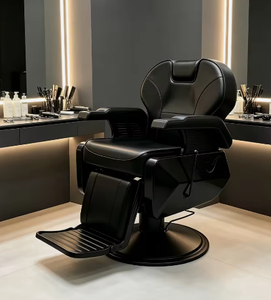Fauteuil de barbier professionnel haut de gamme de style américain pour hommes, avec accoudoirs pivotants et réglables en hauteur, idéal pour les salons de coiffure - Product Image 1