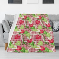 Selimut Beludru Bunga Hibiscus Hawaii, Selimut Bulu Minky Motif Bunga Lei Hawaii Tropis dengan Desain Kustom
