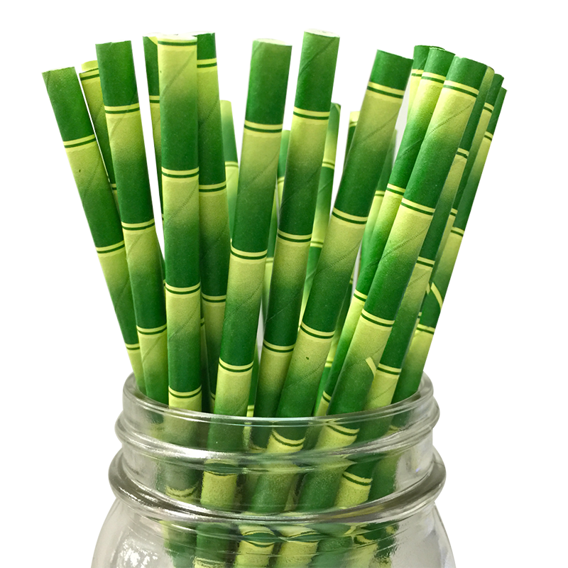 Biodegradable Disposable Kraft Stripe Paper Straw Customized Package Bubble Tea Straw
