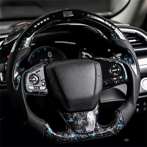 Volant de direction en cuir sport LED Accessoires de voiture pour Honda 10ème génération <span class=keywords><strong>Civic</strong></span> Accord CRV XRV Volant en fibre de carbone forgé - Product Image 3