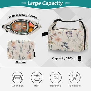Sac à déjeuner personnalisé à fleurs aquarellées tropicales d'Hawaï, sac isotherme et chaud pour pique-nique scolaire en plein air - Product Image 5