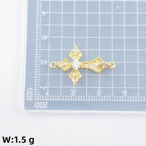 Kd 18K mạ vàng brass Zircon chữ thập Virgin Mary hai Nhẫn Phụ kiện kết nối cho phụ nữ thời trang đồ trang sức vòng cổ làm - Product Image 5