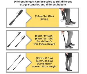 Chausse-pied télescopique à <span class=keywords><strong>long</strong></span> manche, réglable de 14 à 37 pouces, extensible et pliable en plastique ABS - Product Image 5