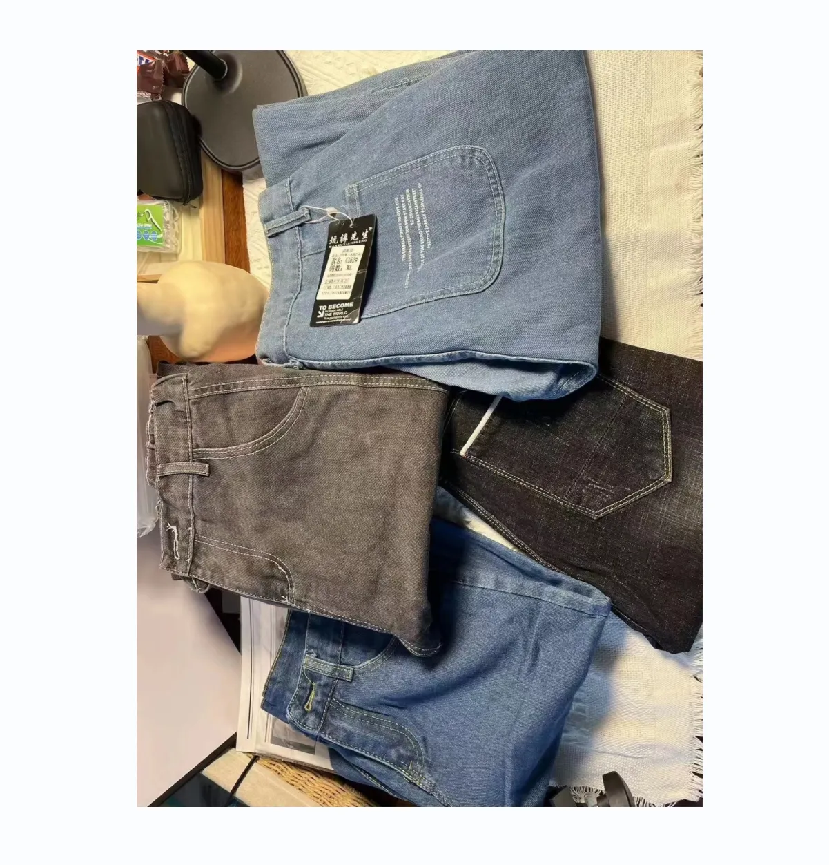 Custom Destroyed Denim Jeans Ripped Skinny Jeans Hombres Excedentes Stock Lotes Liquidación Jeans