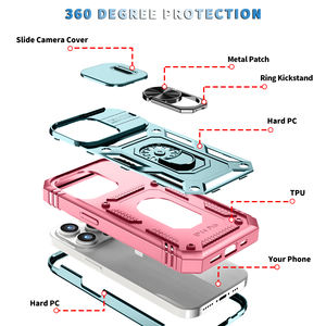 Funda Protectora de TPU+PC con Diseño de Armadura para 14 y 14 <span class=keywords><strong>Plus</strong></span>, Antihuellas, Antigolpes, Magnética, con Soporte Giratorio de 360 Grados - Product Image 3