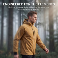 Veste softshell unisexe imperméable coupe-vent à capuche avec fermeture éclair longue, respirante et à séchage rapide pour la randonnée en extérieur