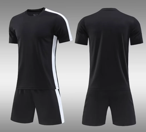 Men's Black <b>White</b> Striped Soccer Jersey Short Sleeve Moisture Wicking Football Shirt Team Uniform Sports Kit Regular Fit - Product Image 1