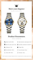 Pour OLEVS 6608 luxe squelette Tourbillon Phase de lune montre-bracelet nouvelles montres automatiques en acier inoxydable montre mécanique jour ovale