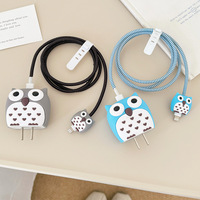 Protecteur de chargeur 3D mignon de dessin animé pour enrouleur de câble de données, housse de protection de chargeur avec motif de hibou mignon, matériau PVC