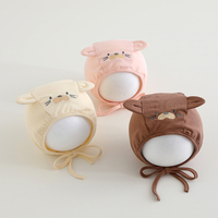 Bonnet bébé unisexe en pur coton avec motif animal, respirant et chaud pour le printemps et l'automne