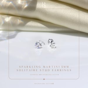 <b>Stud</b> <b>Earrings</b> 925 Sterling <b>Silver</b> Round Cubic Zirconia Bezel Setting Women's Everyday Wear - Product Image 5