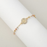 Chaîne perlée croisée qui ne se décolore pas, bracelet de couleur de protection féminin incrusté de diamants, bijoux de perles de prière de luxe légers