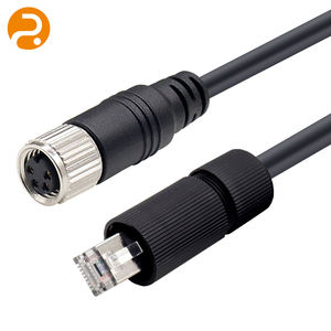 Cabo de Rede Industrial M12 4 Pinos Macho para <span class=keywords><strong>RJ45</strong></span> Macho, Blindado e à Prova d'Água, para Câmera de Sensor de Automação - Product Image 1