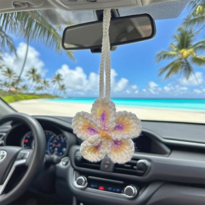 กระจกมองหลังชายหาดอุปกรณ์แขวนรถโครเชต์เป็นของขวัญสำหรับกระเป๋าผู้หญิงอุปกรณ์ตกแต่งรถ - Product Image 5