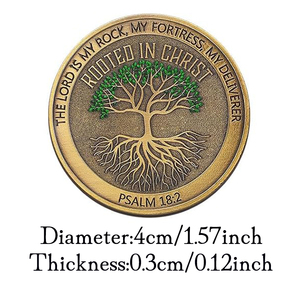 Moneta cristiana placcata in bronzo il signore è la mia tasca in metallo gettoni da roccia per la preghiera sport artigianali in ottone regali cristiani - Product Image 2