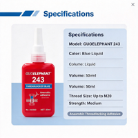 WYY159 Mastic anaérobie bleu 243 résistant à l'huile, démontable, pour fixation de vis mécaniques générales
