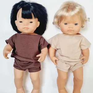 मिनीलैंड 38 सेमी डॉल ने छोटी आस्तीन टी-शर्ट और लड़के लड़की शॉर्ट्स गुड़िया खेल सेट