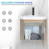 Meuble-lavabo de salle de bain mural flottant de 22 pouces avec triangle en chêne Ensemble combiné avec accessoires d'évier