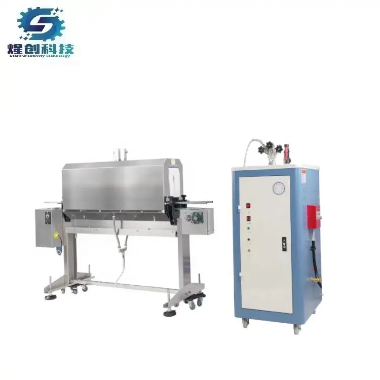 Manufacture Bottle Label Steam Shrink Tunnel Packing Machine With Steam Generator