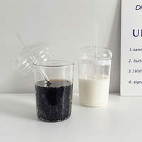 Bambus 16oz Borosilicate Sublimation Gobelet Transparent Personnalisé Tasse en Verre avec Couvercles Pailles pour Thé et Café Glacé Accessoires