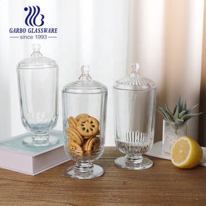 Promosi kanvas organisasi kaca stoples kue permen gula besar 800ml stoples penyimpanan kaca dengan tutup kaca dan peralatan dapur kaki - Product Image 1