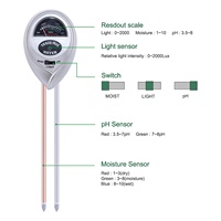 Alat penguji Sensor kelembapan air taman, 3 In1 kelembapan tanah kelembapan PH Meter kelembapan kelembapan cahaya matahari tes PH bunga