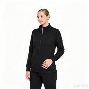 Chaqueta <span class=keywords><strong>de</strong></span> forro polar médica para mujer con cuello alto y cremallera completa, manga raglán, corte ajustado, abrigo cálido, uniforme cálido para enfermeras <span class=keywords><strong>de</strong></span> hospital, odontología y estética - Product Image 1