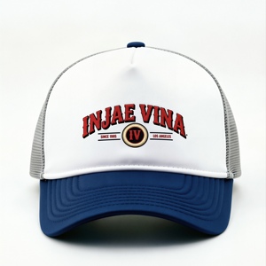 Custom Embroidered Trucker <b>Hat</b> Two Tone Mesh Back Baseball Cap Vintage Style Curved Brim Trucker Cap for <b>Men</b> Women Outdoor - Product Image 1
