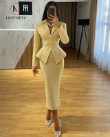 LM A265 Ensemble Manteau d'Hiver Femme Tendance, Costume Robe Courte Ajustée Élégante et Chaude, Hauts Longs – Collection Habillée Coupe Slim Ultra Tendance