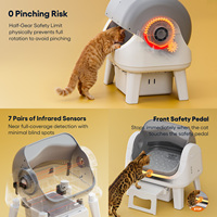 Pour AS12, litière pour chat ronde automatique intelligente bicolore blanc-gris, écologique, grande capacité, contrôle des odeurs, facile à nettoyer