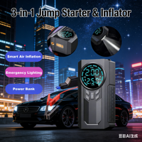 Démarreur d'urgence ABS 6000 mAh avec gonfleur de pneus double cylindre et lampe torche pour voitures électriques - Solution portable tout-en-un