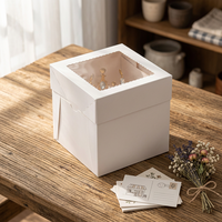 Boîte à gâteau blanche personnalisée de 8, 10 ou 12 pouces avec fenêtre transparente, emballage élégant pour boulangerie pour événements spéciaux