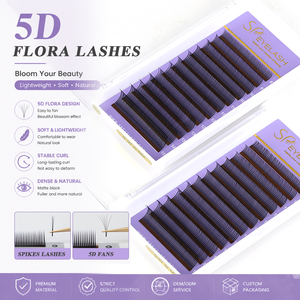 SP Eyelash <span class=keywords><strong>Flora</strong></span> Lashes Extensions de cils 5D en forme de fleurs, noir mat 0.07, volume facile à poser, cils préfabriqués, vente en gros, approvisionnement en vrac - Product Image 1