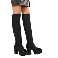 Vente en gros directe usine : Bottes pour femme à talon épais, bottes hautes, bottes à talons hauts, bottes stretch, bottes plateforme de créateur