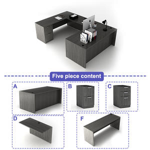 Set di scrivania da ufficio a forma di U con Hutch e schedari di lusso Manager capo CEO tavolo Executive in legno - Product Image 4