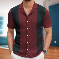 Individueller Slim-Cardigan Herren gestricktes T-Shirt lässig sexy Revers Geschäft Strick Herren Polo-Shirts