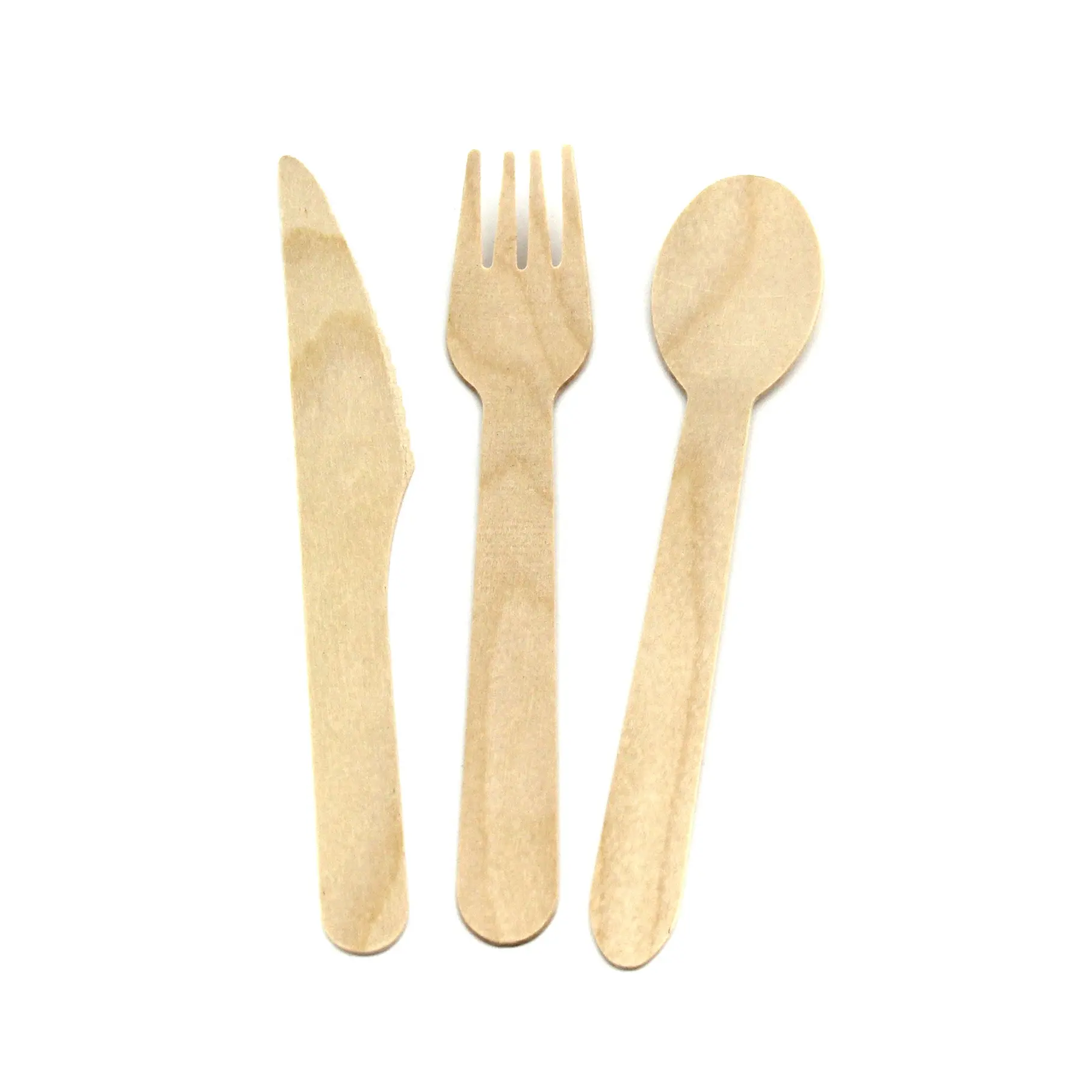 Excellent Quality 3 in 1 disposable cutlery set Biodegradable Natural Cutlery with brown tissue paper pack