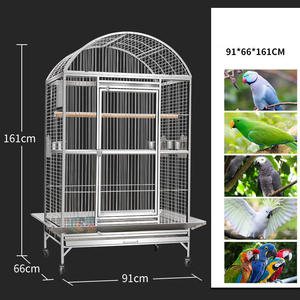 Ekstra büyük kuş kafesi katı desen tasarımı ile düğme kapatma paslanmaz çelik ve demir Metal Villa papağan yetiştiriciliği için - Product Image 2