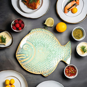 CHAODA Assiettes de présentation en céramique Plats et bols en porcelaine de forme ronde verte pour la soupe pour les mariages et le type <span class=keywords><strong>d</strong></span>'assiette de tasse de nourriture - Product Image 1