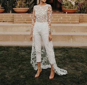 Liu Ming mode élégant Sexy femmes dentelle fête à manches longues <span class=keywords><strong>mariage</strong></span> longues barboteuses combishorts une pièce pantalon salopette - Product Image 6