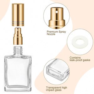 Botella de Perfume Cuadrada Plana de Lujo Personalizada de 30 ml, Vacía, con Pulverizador Transparente, Recargable, de Vidrio, con Serigrafía - Product Image 2