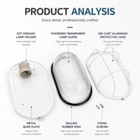 Luminaire ovale antidéflagrant E27 LED personnalisable ATEX, résistant à l'humidité, pour stations pétrolières et gazières