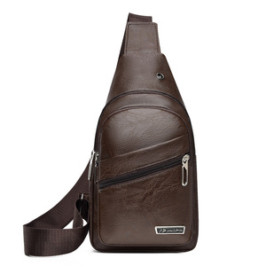 Bolso de pecho de <span class=keywords><strong>cuero</strong></span> para hombre, bandolera informal Vintage para el trabajo, bolsos laterales hechos a mano para hombre, bandolera de viaje - Product Image 3