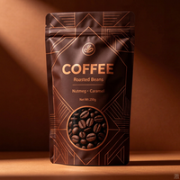 Sachet Doypack Personnalisé Mat pour Café Filtré, Qualité Alimentaire, Fermeture Zippée, Anti-humidité, Valve, Multilingue, Soie, MOQ 100