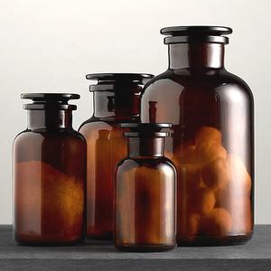 Labs-botella reactiva de cristal de borosilicato alto, marrón, 125ml, sin plomo, con cuello ancho, con corcho Natural, tapón, botella de almacenamiento para boticario - Product Image 5