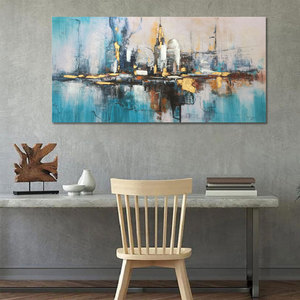 Original Art Moderne Bleu <span class=keywords><strong>Carte</strong></span> <span class=keywords><strong>Du</strong></span> <span class=keywords><strong>Monde</strong></span> Paysage Peinture À L'huile sur <span class=keywords><strong>Toile</strong></span> Salon Bureau Chambre Maison Décoration Murale Cadres Suspendus - Product Image 4