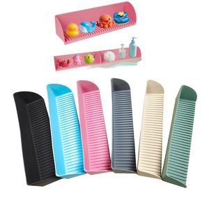 Protection anti-éclaboussures en silicone pour baignoire, support de rangement pour jouets de bain pour enfants avec ventouses, accessoire pratique pour la salle de bain - Product Image 1
