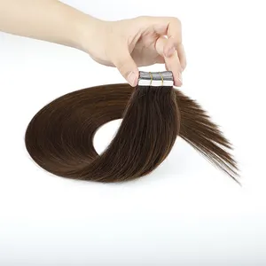European 100 Natural Human Hair Extensions Raw Tape In Hair Extensions Hole Invisible Physical Pu Tape In Hair Extensions